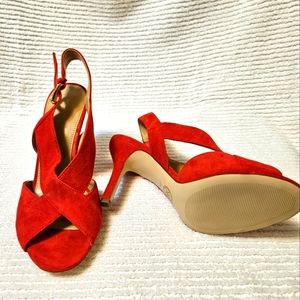 Michael kors red 3.5 inch heel open toe heels
